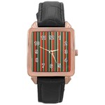 Festive Stripe Rose Gold Leather Watch 