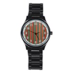 Festive Stripe Sport Metal Watch (Black)