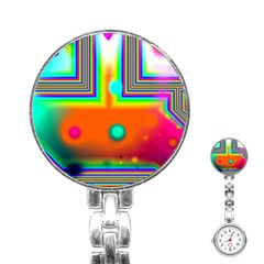 Crossroads Of Awakening, Abstract Rainbow Doorway  Stainless Steel Nurses Watch by DianeClancy