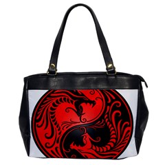 Yin Yang Dragons Red And Black Oversize Office Handbag (one Side) by JeffBartels