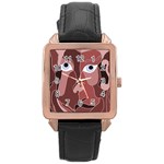 Abstract God Lilac Rose Gold Leather Watch 