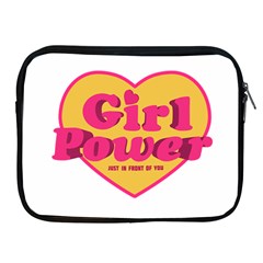 Girl Power Heart Shaped Typographic Design Quote Apple Ipad Zippered Sleeve by dflcprints