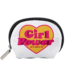 Girl Power Heart Shaped Typographic Design Quote Accessory Pouch (small) by dflcprints