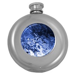 Blue Waves Abstract Art Hip Flask (round) by LokisStuffnMore