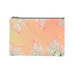 Peach Spring Frost On Flowers Fractal Cosmetic Bag (large) by Artist4God