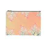 Peach Spring Frost On Flowers Fractal Cosmetic Bag (Large) Front
