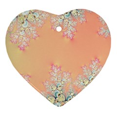 Peach Spring Frost On Flowers Fractal Heart Ornament (two Sides) by Artist4God