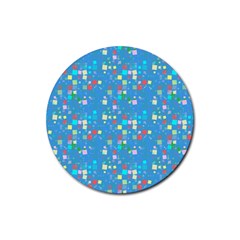 Colorful Squares Pattern Rubber Round Coaster (4 Pack) by LalyLauraFLM