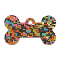 Colorful Pixels Dog Tag Bone (two Sides)