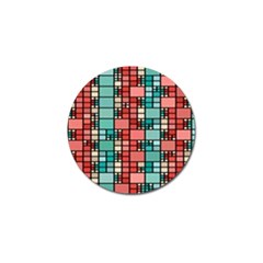 Red And Green Squares Golf Ball Marker (4 Pack)