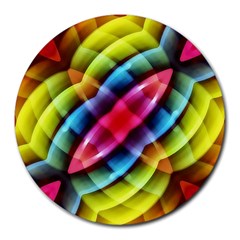 Multicolored Abstract Pattern Print 8  Mouse Pad (round) by dflcprints