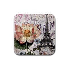 Vintage Paris Eiffel Tower Floral Drink Coaster (square) by chicelegantboutique