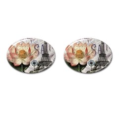 Vintage Paris Eiffel Tower Floral Cufflinks (oval)