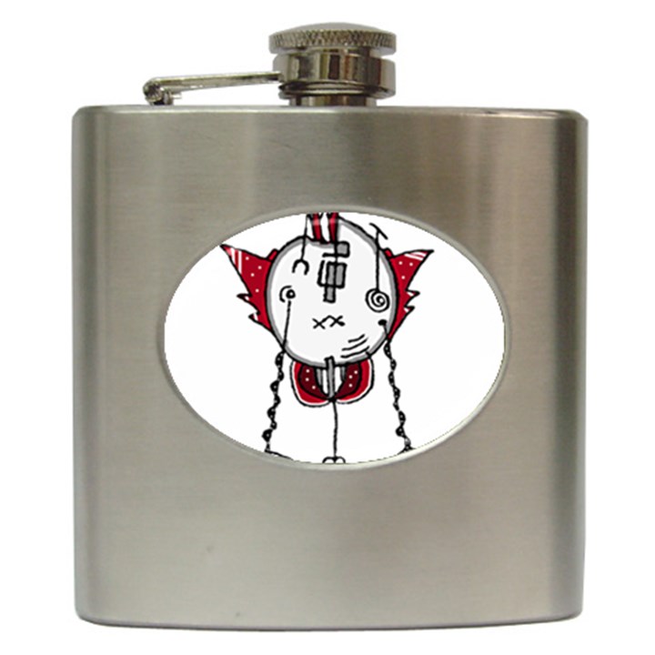 Alien Robot Hand Draw Illustration Hip Flask