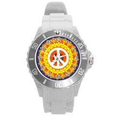 Psychedelic Peace Dove Mandala Plastic Sport Watch (large)
