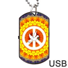 Psychedelic Peace Dove Mandala Dog Tag Usb Flash Drive by StuffOrSomething