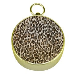 Chocolate Leopard  Gold Compass by OCDesignss