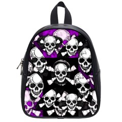 Purple Haze Skull And Crossbones  School Bag (small) by OCDesignss