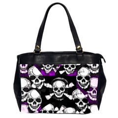Purple Haze Skull And Crossbones  Oversize Office Handbag (two Sides) by OCDesignss