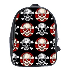 Red Black Skull Polkadots  School Bag (xl) by OCDesignss