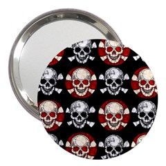 Red Black Skull Polkadots  3  Handbag Mirror by OCDesignss