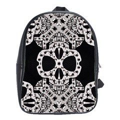 Metal Texture Silver Skulls  School Bag (large) by OCDesignss