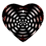 Zombie Apocalypse Warning Sign Heart Ornament (Two Sides) Front