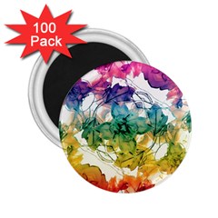 Multicolored Floral Swirls Decorative Design 2 25  Button Magnet (100 Pack) by dflcprints