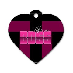 Like A Boss Shiny Pink Dog Tag Heart (one Sided)  by OCDesignss