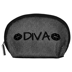 Diva Blk Glitter Lips Accessory Pouch (large) by OCDesignss