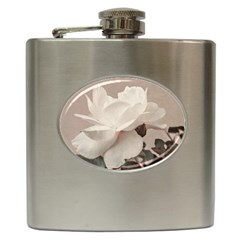 White Rose Vintage Style Photo In Ocher Colors Hip Flask by dflcprints