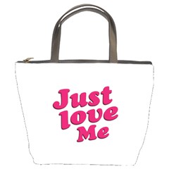 Just Love Me Text Typographic Quote Bucket Handbag by dflcprints