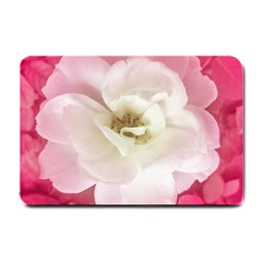 White Rose With Pink Leaves Around  Small Door Mat by dflcprints