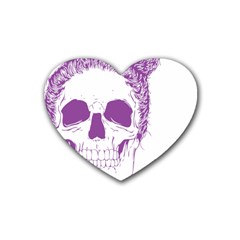 Purple Skull Bun Up Drink Coasters 4 Pack (heart)  by vividaudacity