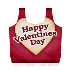 Heart Shaped Happy Valentine Day Text Design Reusable Bag (l)