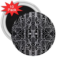 Black And White Tribal Geometric Pattern Print 3  Button Magnet (10 Pack) by dflcprints