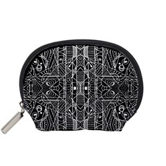 Black And White Tribal Geometric Pattern Print Accessory Pouch (small) by dflcprints