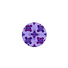 Deluxe Ornate Pattern Design In Blue And Fuchsia Colors 1  Mini Button Magnet by dflcprints