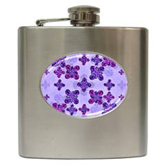 Deluxe Ornate Pattern Design In Blue And Fuchsia Colors Hip Flask by dflcprints