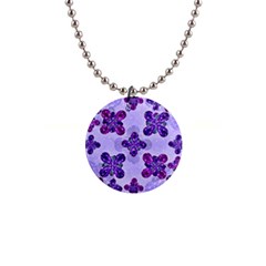 Deluxe Ornate Pattern Design In Blue And Fuchsia Colors Button Necklace by dflcprints