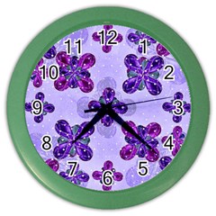 Deluxe Ornate Pattern Design In Blue And Fuchsia Colors Wall Clock (color) by dflcprints