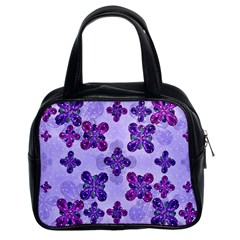 Deluxe Ornate Pattern Design In Blue And Fuchsia Colors Classic Handbag (two Sides) by dflcprints