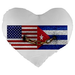 United States And Cuba Flags United Design 19  Premium Flano Heart Shape Cushion by dflcprints