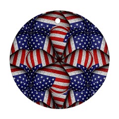 Modern Usa Flag Pattern Round Ornament by dflcprints