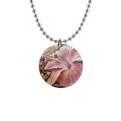 Fantasy Colors Hibiscus Flower Digital Photography Button Necklace by dflcprints