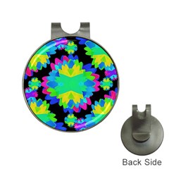 Multicolored Floral Print Geometric Modern Pattern Hat Clip With Golf Ball Marker by dflcprints