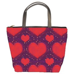 Galaxy Hearts Grunge Style Pattern Bucket Handbag by dflcprints