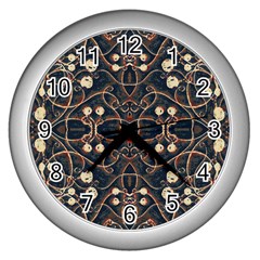 Victorian Style Grunge Pattern Wall Clock (silver) by dflcprints