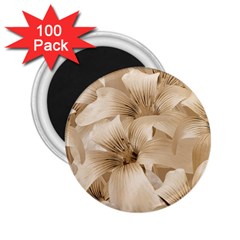 Elegant Floral Pattern In Light Beige Tones 2 25  Button Magnet (100 Pack) by dflcprints