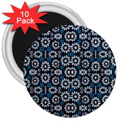 Floral Print Seamless Pattern In Cold Tones  3  Button Magnet (10 Pack) by dflcprints